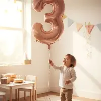 Воздушный шар фольгированный 40" &laquo;Цифра 3&raquo;, нежно - розовый