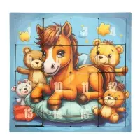 Головоломка «Пятнашки. Жеребёнок с игрушками», логическая настольная игра, 22×22 см