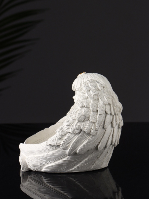 Набор фигур "Ангелы на подносе" 20х10х16 см, белый