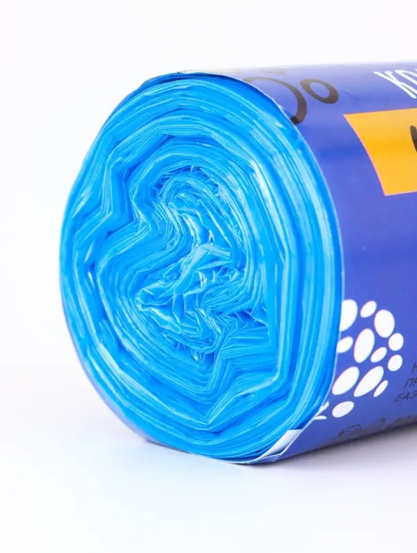 Мешки для мусора в рулоне 60 л, голубые, ПНД, толщина 8 мкм, 30 шт.