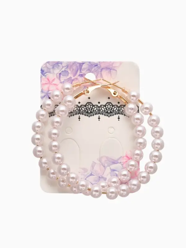 Серьги кольца с жемчугом QF &laquo;Нежность жемчуга&raquo;, d=5.5 см, белые в золоте