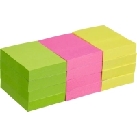 Стикеры  с клеев.краем 38x51 мм, 100л в блоке, неон 12 бл