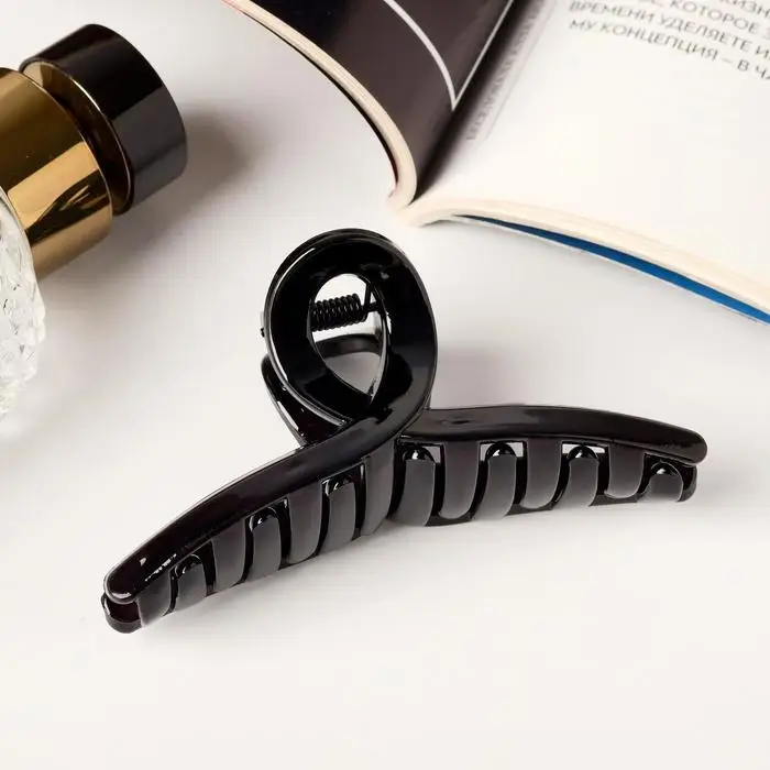 Крабик для волос «Глянец», утончённая петля, 9×3.5 см, чёрный Крабик для волос «Глянец», утончённая петля, 9×3.5 см, чёрный