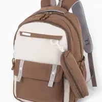 Рюкзак 31*14*44 см, 2 отд. 3 н/карм+пенал, Комби корич/бел