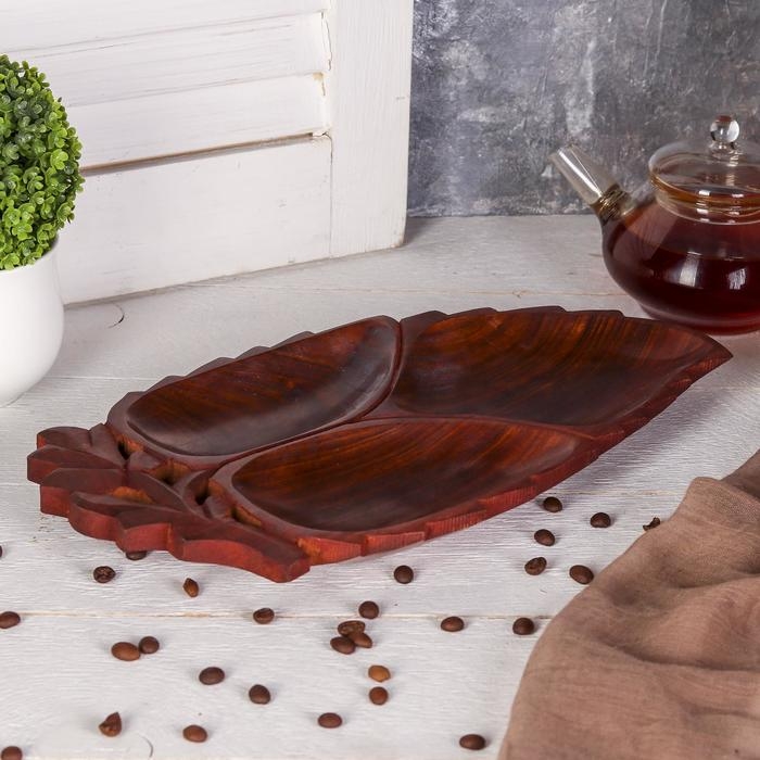 Менажница  Менажница "Лист" дерево 31х17х3 см