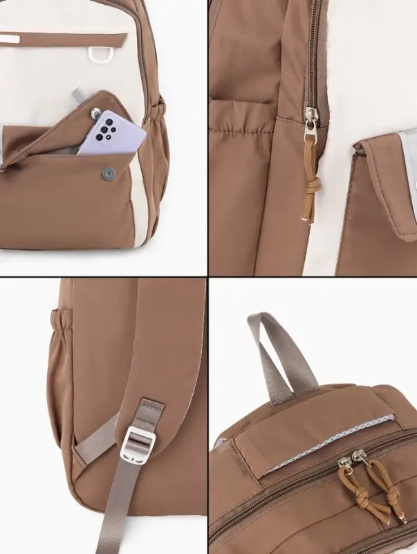 Рюкзак 31*14*44 см, 2 отд. 3 н/карм+пенал, Комби корич/бел