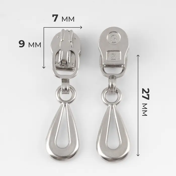 Бегунок для молнии «Спираль», №3, «Капля», 10 шт., цвет никель Бегунок для молнии «Спираль», №3, «Капля», 10 шт., цвет никель