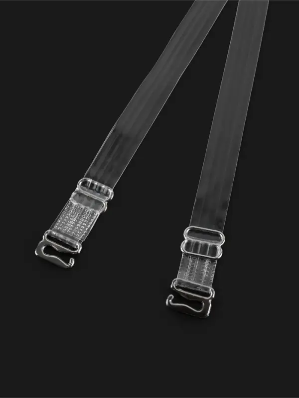 Лямки для бюстгальтера, силиконовые, фурнитура металл, 4 полосы, 1 см, 37 см, пара, прозрачные Лямки для бюстгальтера, силиконовые, фурнитура металл, 4 полосы, 1 см, 37 см, пара, прозрачные