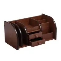 Органайзер 7 секций, 2 выдвижных ящика, серия Орех с кантом темным, 16&times;30&times;15 см