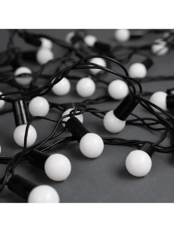 Гирлянда &laquo;Нить&raquo; 10 м с насадками &laquo;Шарики 1.5 см&raquo;, IP44, тёмная нить, 100 LED, свечение белое, 8 режимов, 220 В