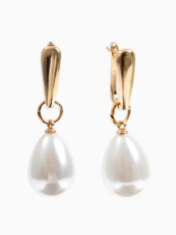 Серьги с жемчугом &laquo;Грейс&raquo;, пухлая капля, белые в золоте