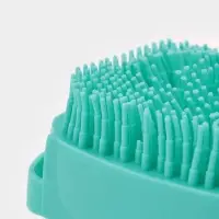 Щётка - мочалка массажная силиконовая с ёмкостью для мыла Доляна, бирюзовая