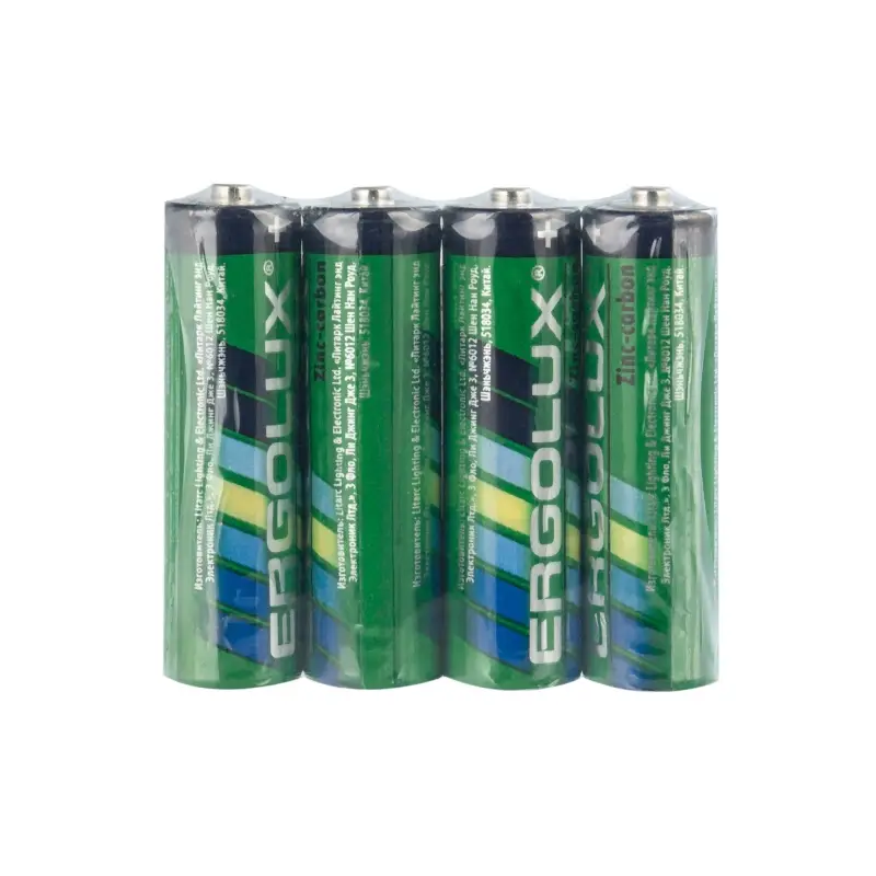 Батарейка Ergolux R6 AA Shrink 4 Zinc Carbon 1.5V (4/60/960)