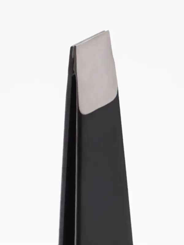 Пинцет для бровей профессиональный, скошенный, широкий, 9.6 см, чёрный