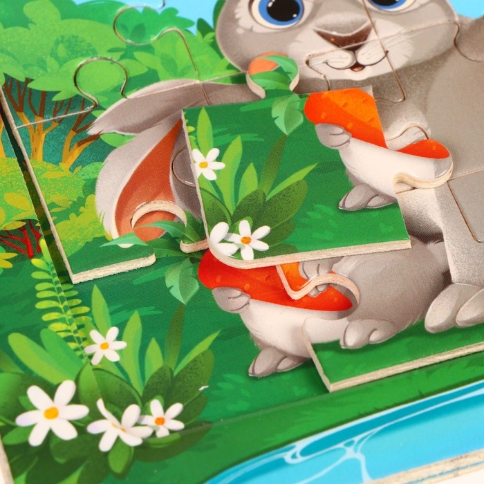 Пазлы «Милые зайчата», 16 элементов, 14×14 см Пазлы «Милые зайчата», 16 элементов, 14×14 см