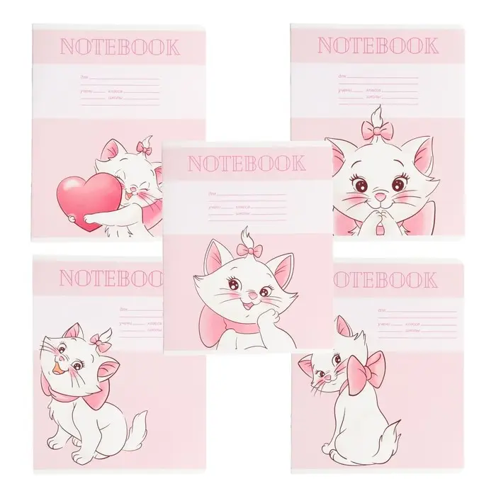 Тетрадь в клетку 18 листов, 5 видов МИКС, обложка мелованный картон, &laquo;Коты аристократы&raquo;