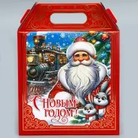 Коробка подарочная новогодняя «Путешествие на паровозе» 21×12×27 см