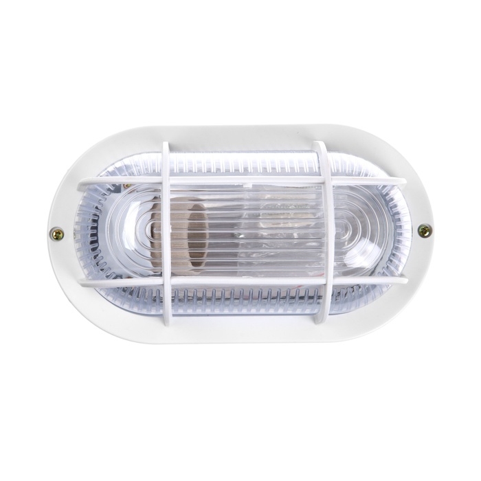Светильник НБП, под лампу, IP54, 220 В, овал с решеткой, пластик, белый Светильник НБП, под лампу, IP54, 220 В, овал с решеткой, пластик, белый