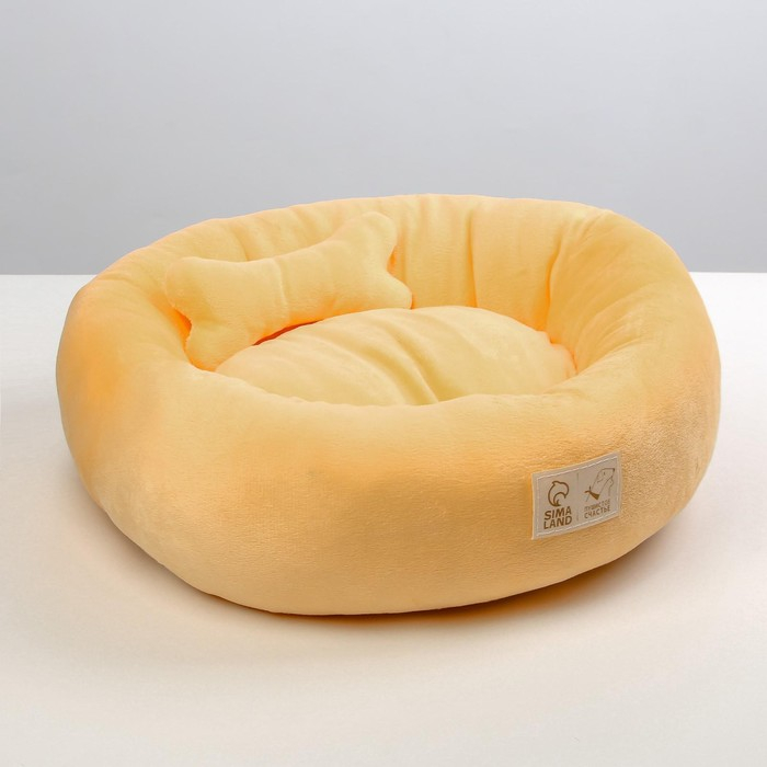 Лежанка с косточкой, 45х35х11 см, персиковая Лежанка с косточкой, 45х35х11 см, персиковая