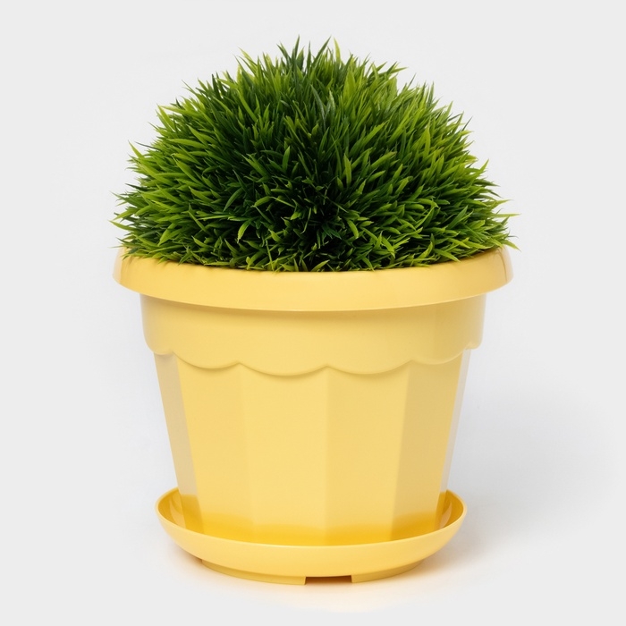 Горшок для цветов с поддоном Доляна «Эрика», 1,8 л, пластиковый, цвет жёлтый Горшок для цветов с поддоном Доляна «Эрика», 1,8 л, пластиковый, цвет жёлтый