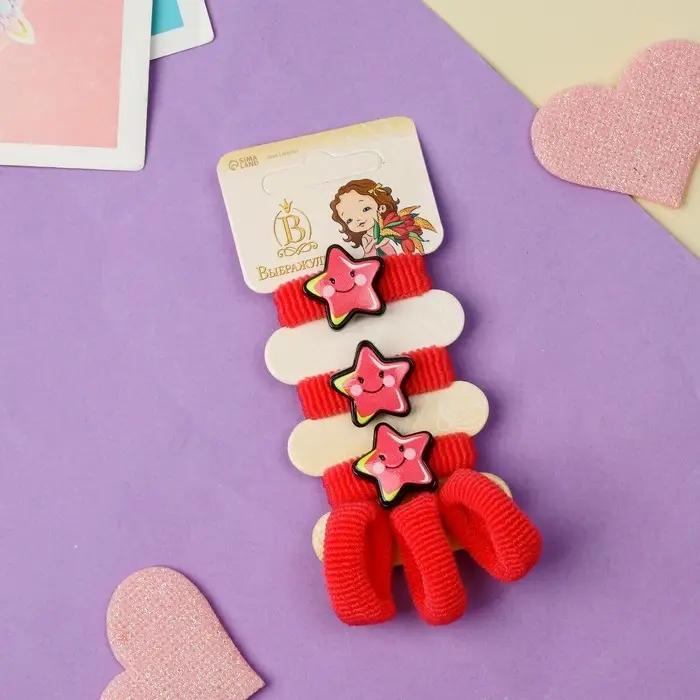 Резинка для волос  Резинка для волос "Нежность" (набор 6 шт) звезда, розовый