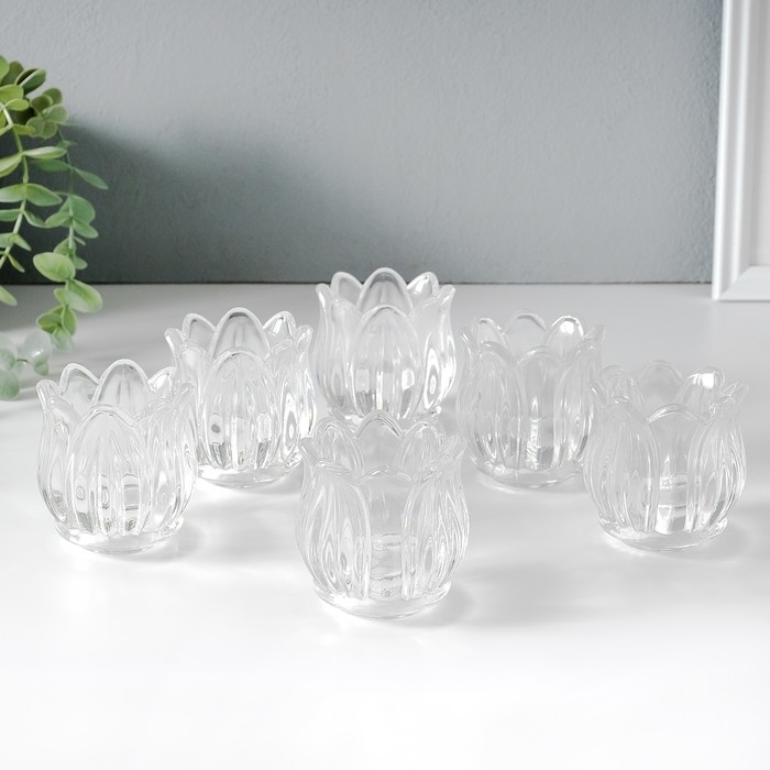 Подсвечник стекло на 1 свечу "Подснежник" прозрачный 7х7х7 см