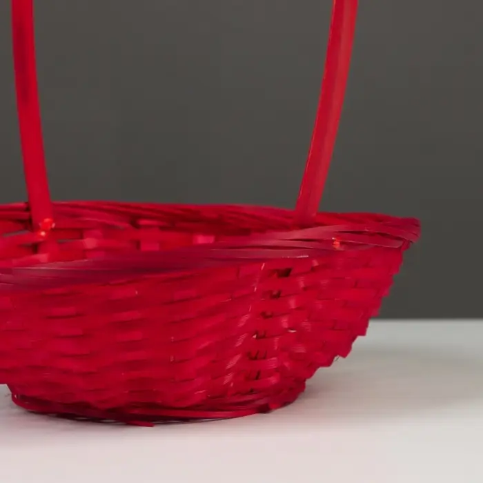 Корзина плетёная, бамбук, d=19xH5 см, красный