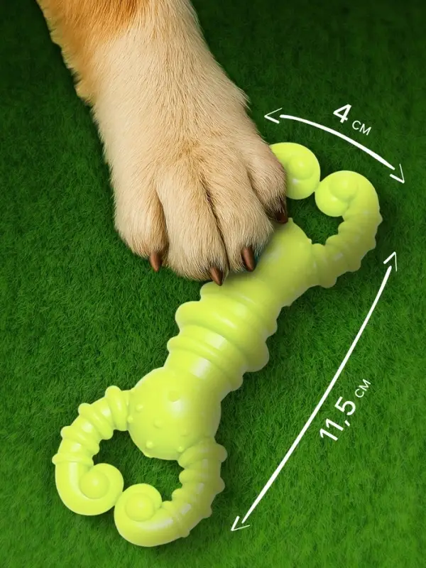 Игрушка для собак резиновая &laquo;Гантель-крабы&raquo;, TPR, 11.5&times;2 см, жёлтая