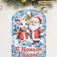 Доска разделочная сувенирная &laquo;Символ года. С Новым Годом&raquo;, 27.5&times;19.5&times;0.6 см, дерево, голубая