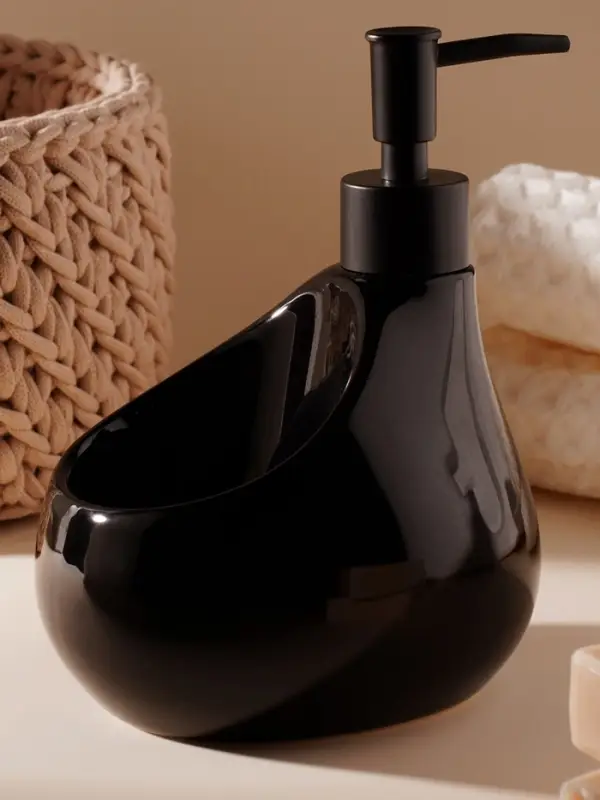 Дозатор для мыла SL Home Drop, с подставкой для губки, 450 мл, чёрный