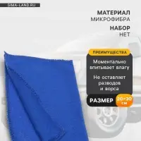 Тряпка для мытья автомобиля, Grand Caratt, микрофибра 20&times;30 см, синяя