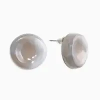 Серьги пластик "Леденец" круг 2 см с разводами белыми, цвет серый