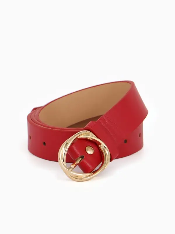 Ремень женский, 110&times;2.9 см, классическая пряжка металл, красный