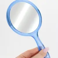Зеркало с ручкой, двустороннее, с увеличением х2, 11.5&times;21 см, (d=10 см), МИКС