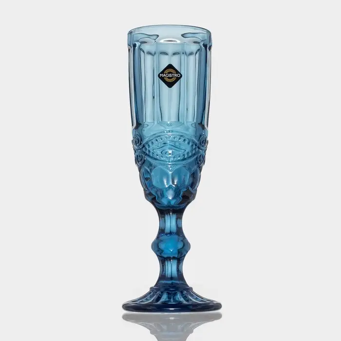 Бокалы для шампанского Magistro &laquo;Ла-Манш&raquo;, 160 мл, 7&times;20 см, набор 2 шт., стекло, синие