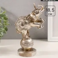 Фигурка полистоун &laquo;Слон цирковой на шаре с узорами&raquo;, серебро, 11.5&times;7&times;18.5 см