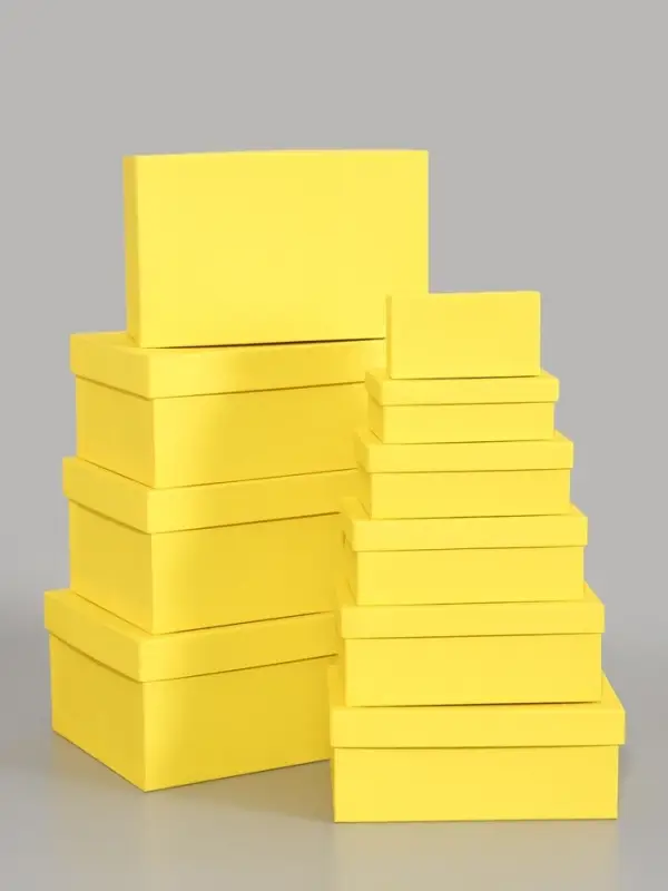 Набор подарочных коробок 10 в 1, прямоугольная, жёлтая, 30&times;19&times;12 - 12&times;6.5&times;4 см