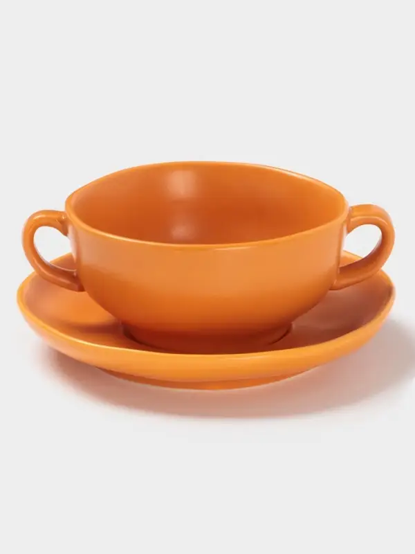 Бульонница с блюдцем Magistro Potter, 255 мл, фарфор, оранжевая