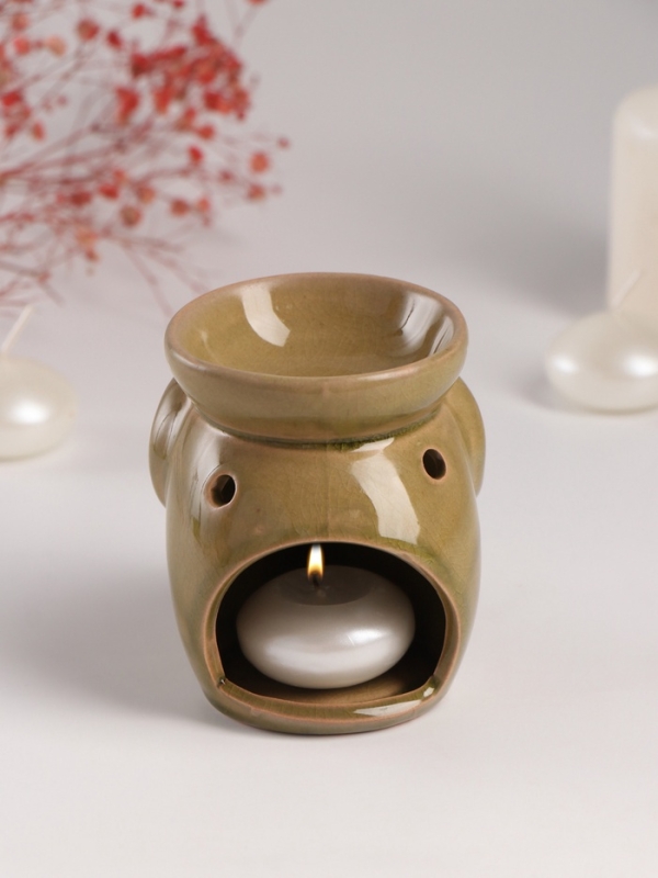 Аромалампа керамика Аромалампа керамика "Слонёнок" тёмно-оливковая 8х10х9 см