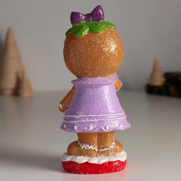 Фигурка полистоун &laquo;Пряничка в сиреневом платье, с бантиком&raquo;, 5.5&times;6.5&times;15 см