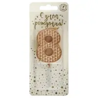 Свеча в торт на шпажке "Жемчужная", цифра "8", шампань