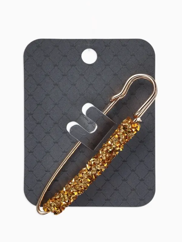 Булавка &laquo;Вечеринка&raquo;, стразы, 7 см, цвет золото