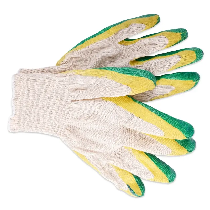 Перчатки ХБ с двойным обливом латекса (зеленые) 13 класс 1 пара AVS RP-04