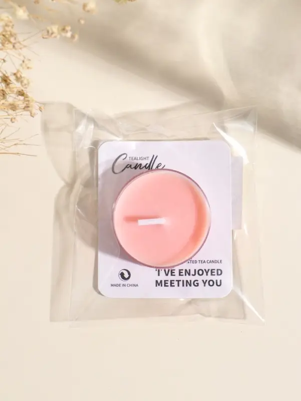 Чайная свеча ароматическая "Круглая" розовая, аромат сладкая хурма 3,8х3,8х1,8 см