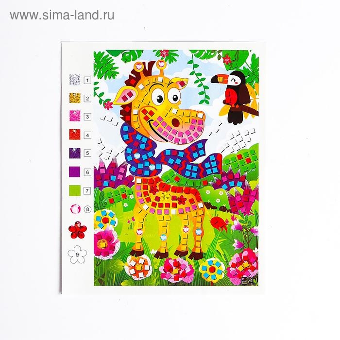Мозаика стикерная «Жираф в шарфике» блестки, стразы Мозаика стикерная «Жираф в шарфике» блестки, стразы