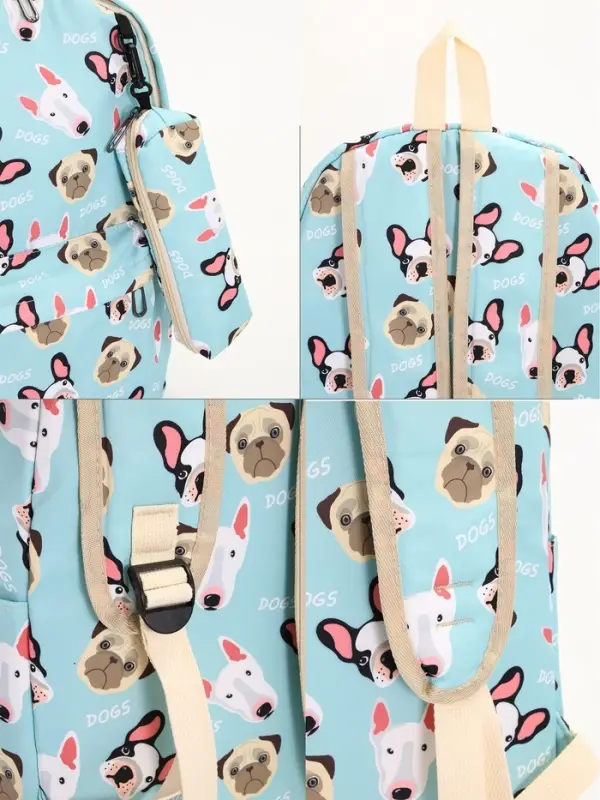 Рюкзак школьный &laquo;Собаки&raquo;, с пеналом, 29&times;12&times;41 см, голубой