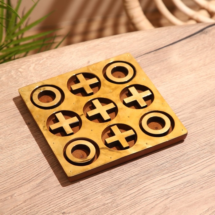 Игра настольная  Игра настольная "Крестики-нолики" 18х18 см, манговое дерево, латунь
