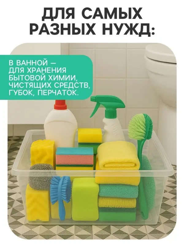 Ящик пластиковый для хранения, с крышкой, объём &mdash; 16 л, прозрачно-матовый