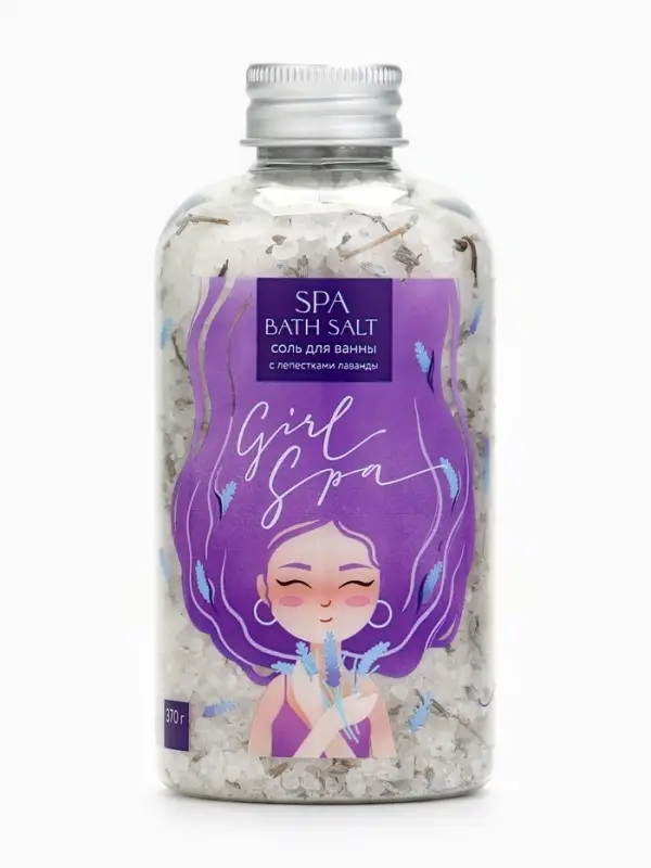 Соль для ванны с лепестками лаванды Girl Spa, 370 г, BEAUTY FOX