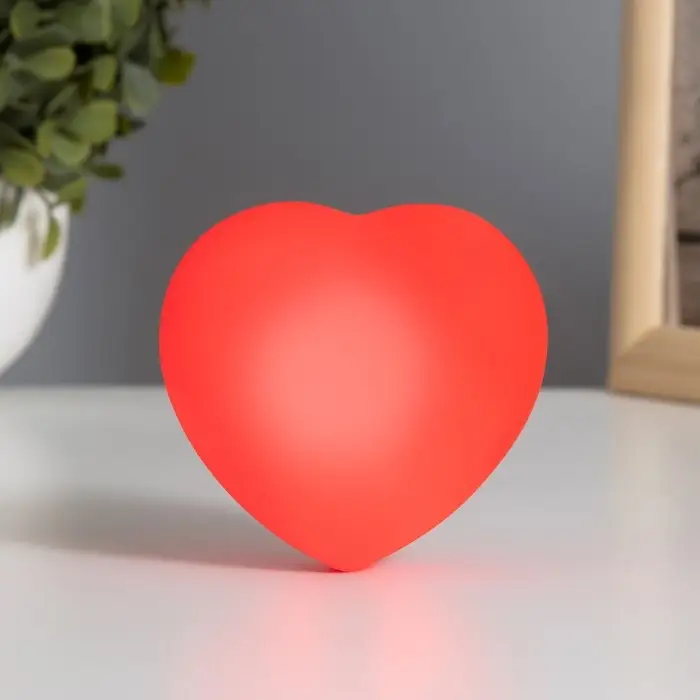 Фигурка световая RISALUX &laquo;Сердце&raquo;, LED-ночник, 2 Вт, красный, пластик, 3.5&times;8&times;7 см